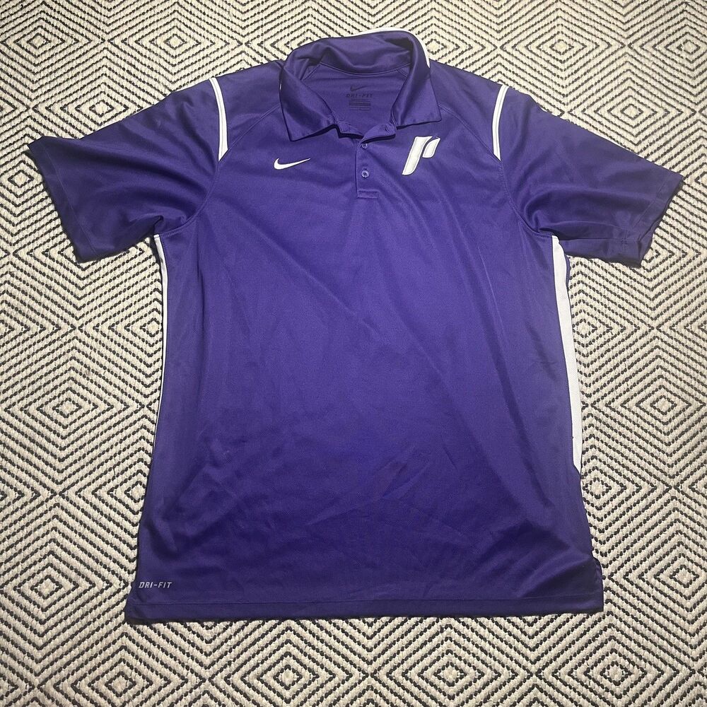 Nike DriFit Purple ShortSleeve Polo Shirt White Portland University Pilots L